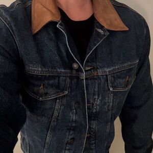 Denim Jacket with Tan Collar